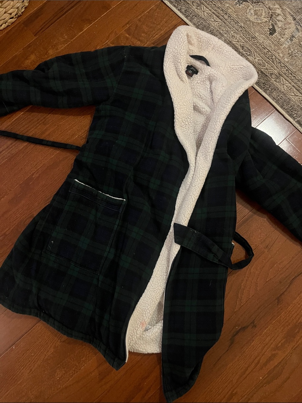 Women’s super cozy j crew Plaid robe - blue & Green